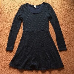 Navy blue lace long sleeve dress